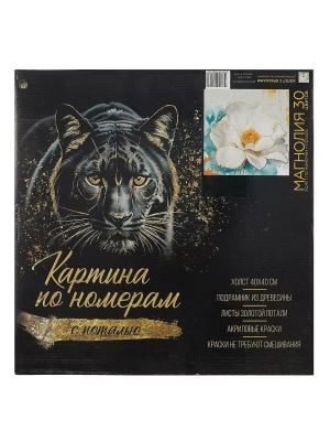 Живопись по номерам " Рыжий кот " 40*40см Магнолия, с золотой поталью, 30цв, состав набора: холст на п- купить в магазине Кассандра, фото, , 