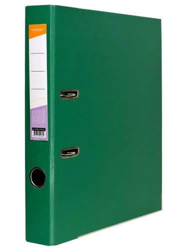 Папка-регистратор inФОРМАТ 55 мм двухстор.PVC зелен. метал.окант. съемн. мех. карман- купить в магазине Кассандра, фото, 4602723022824, 