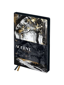 Ежедневник датированный 2027г., А6+, 176л., мягкий переплет, кожзам, BG "Accent", лес, фольгированный — фото, ISBN 4680211661731