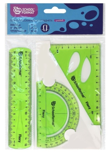 Набор геометр. Schoolformat 15 см пластик гибкий для черчения- купить в магазине Кассандра, фото, 4602723143611, 
