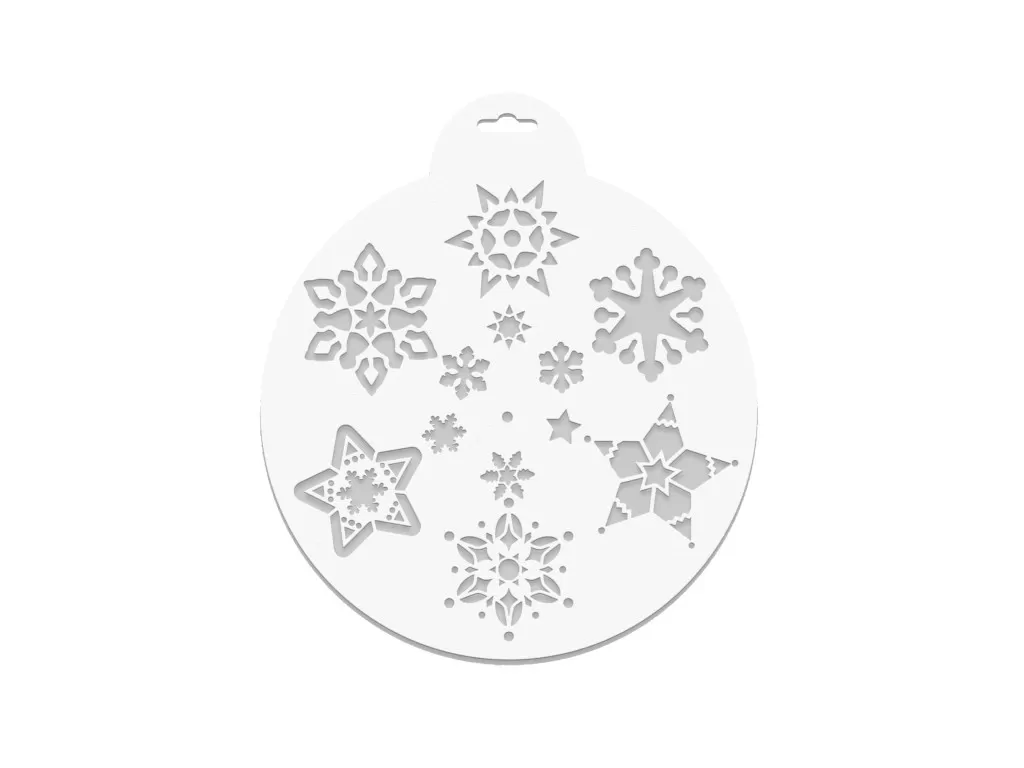 Трафарет Снежинки и звезды новогодний, многоразовый из листового полипропилена / 25x25см - купить в магазине Кассандра, фото, 4650100690548, 