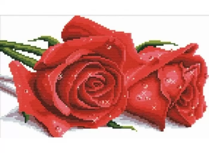 Наборы для вышивания с водорастворимым рисунком на канве. Красные розы (7530-РК ) - купить в магазине Кассандра, фото, 6930149075307, 
