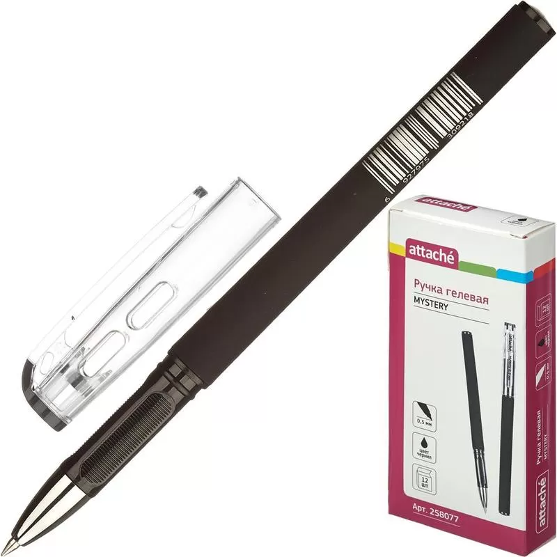 Ручка гелевая Attache черный, 0, 5мм, конусный наконечник - купить в магазине Кассандра, фото, 6927975309218, 