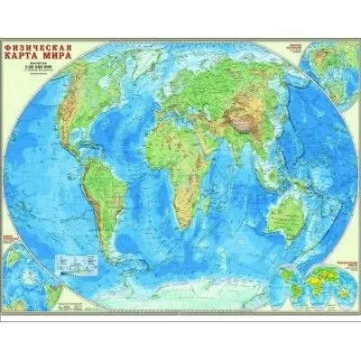 Карта.Мир.Физическая карта М1:25, млн.(124*80),НК - купить в магазине Кассандра, фото, 9785906964601, 