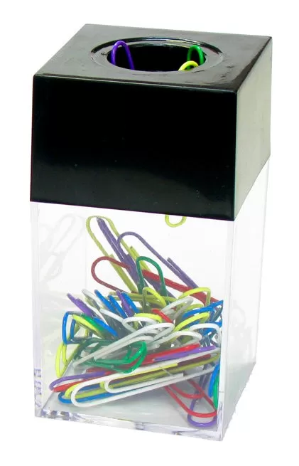 Диспенсер  для скрепок, магнитный  (скрепки цветные 50мм) - купить в магазине Кассандра, фото, 4602078008962, 