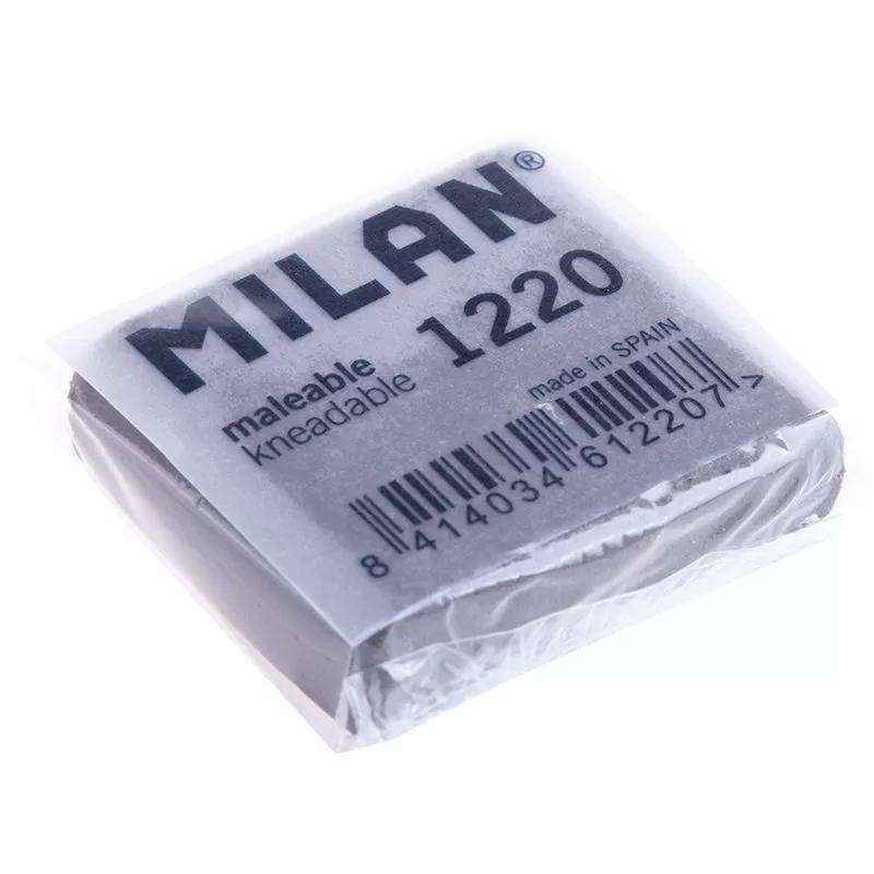 Ластик-клячка " Milan " каучуковый, серый, 37*28*1мм, для стирания графита и угля - купить в магазине Кассандра, фото, 8414034612207, 
