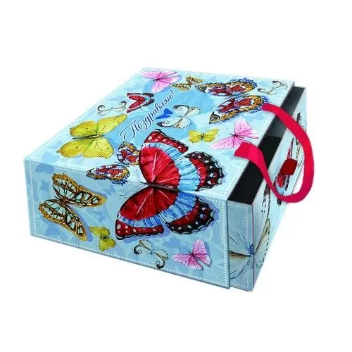 Подарочная коробка Тропические бабочки из мелованн - купить в магазине Кассандра, фото, 4630020638936, 